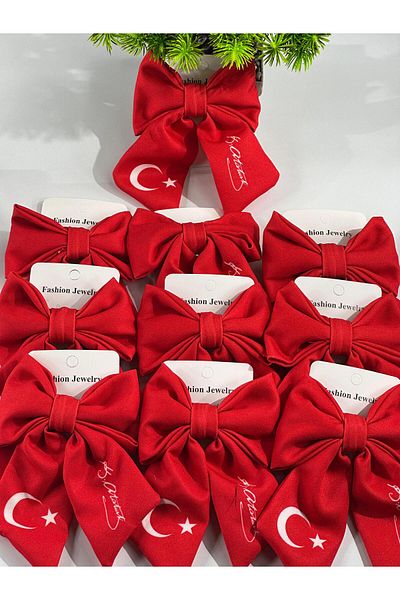 Chocuk Red White Turkish Flag and Ataturk Signature 29 October Fabric Automatic Bow Luxury Buckle