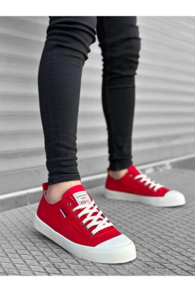 BOA Red Linen Men's Casual Shoes - BOA Comfortable Flat Sole, Lace-up