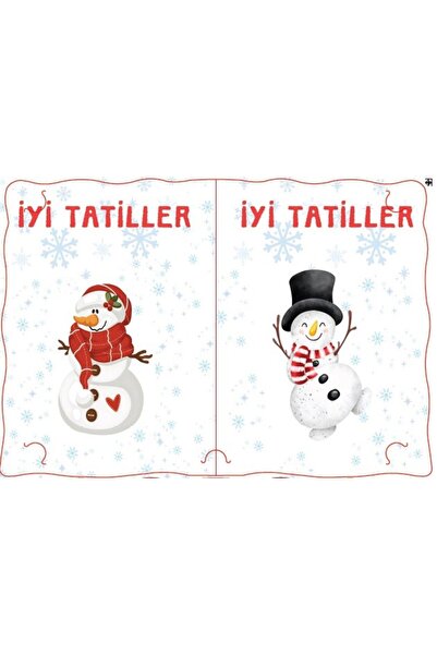 Emtory Home 10 Adet Karne Kılıfı - Kardan Adam Kış Konsepti - Kuşe Malzeme - Sömestr Karne Kılıfı -yatay A4