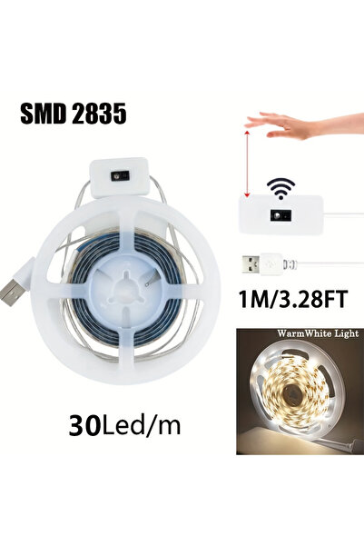 Choice 1M Warm White 5V 1M DC 5V Night Lights Lamp USB Gesture Sensor Dimmable 60 LEDs/m Strip Lights TV Ba