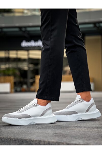 BOA BA0354 Ανδρικά αθλητικά παπούτσια με ψηλή σόλα με κορδόνια σε γκρι κομμάτι