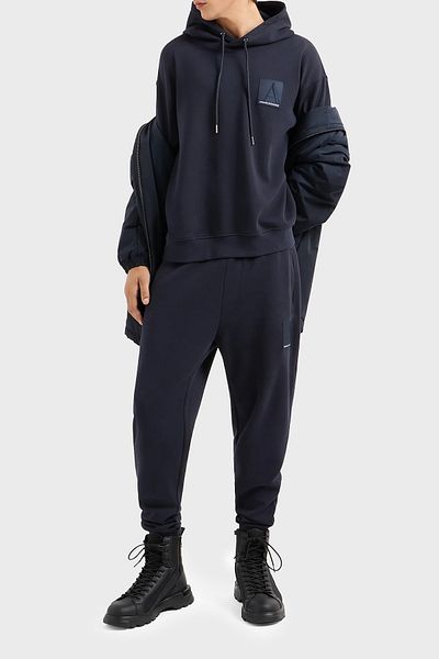 Armani Exchange Men's Sweat 6Dzmjb Zjnkz - Cotton Logo, Hooded Regular Fit Sweatshirt