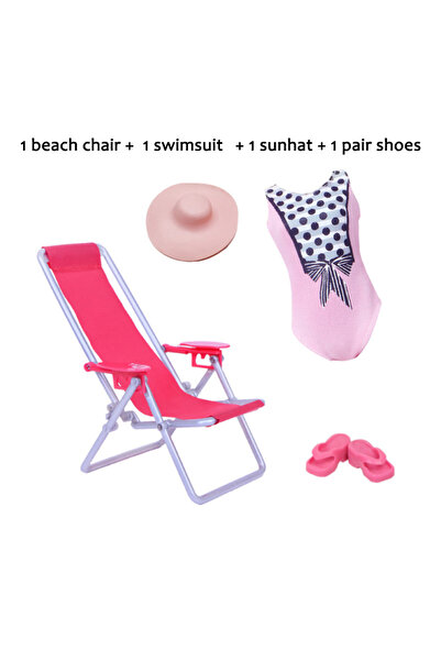 Choice طقم ملابس سباحة صيفية مرحة مكون من 4 قطع باللون الوردي، مناسب لدمى مقا...