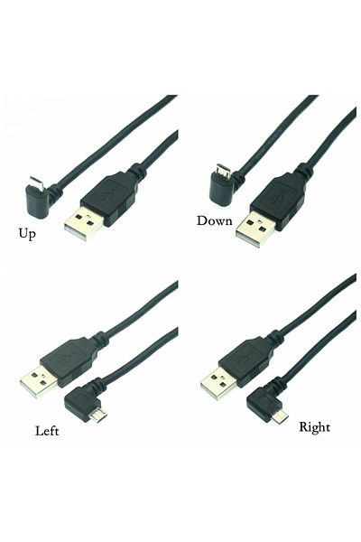 Choice موصل شحن بيانات USB ميكرو USB ذكر إلى USB ذكر بزاوية 90 درجة 150 سم لأعلى ولأسفل يسار يمين
