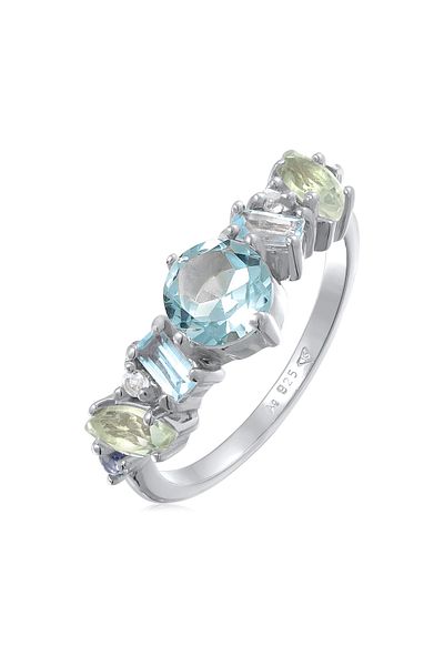 ELLI Klassischer Ring aus 925er Silber – Topas, Mondstein und Amethyst