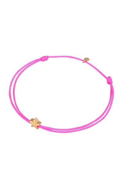 ELLI Armband Damen Stern Symbol Astro mit Nylon dunkelrot in 925 Sterling Silber vergoldet