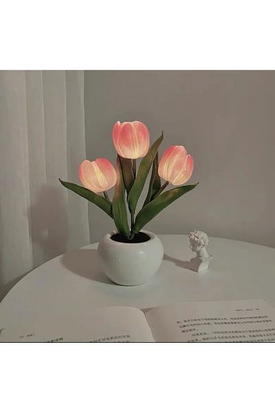 Choice Pink Led Tulip Lamp Night Simulation Flower Atmosphere Desk Light Room Table Decoration Lamp Gift Fo