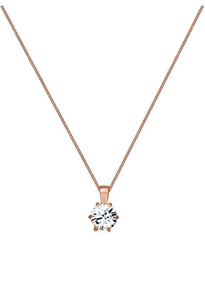 ELLI Damen-Halskette – Solitaire-Kristall, glitzerndes 925er-Sterlingsilber, Randkette