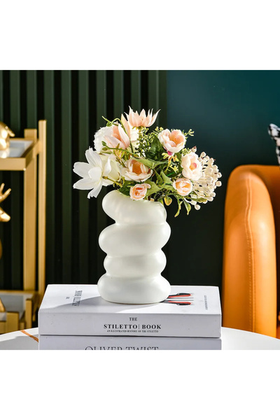 Choice مزهرية حلزونية بيضاء بلاستيكية بيضاء قطعة واحدة، وعاء تنسيق زهور إبداع...