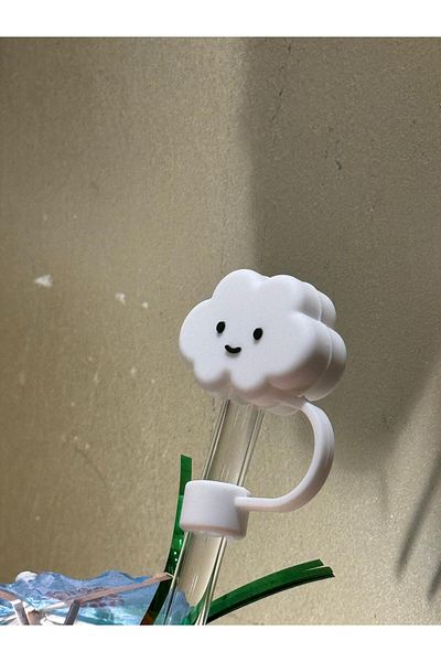 ÇAKRA Smiling Cloud Model Silicone Dust-Proof Leak-Proof Straw Cover 1 Piece Compatible with Stanley Thermos