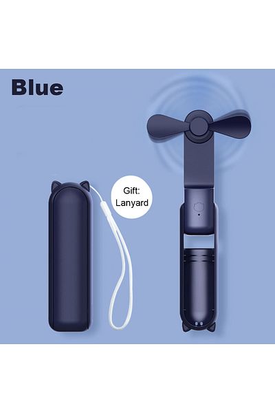Choice Blue Portable Fan Super Mini Handheld Fan USB Rechargeable Fan Foldable Hand Held Small Pocket Fan w