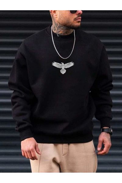 Pink Sky Men's Eagle Printed Crew Neck Sweatshirt