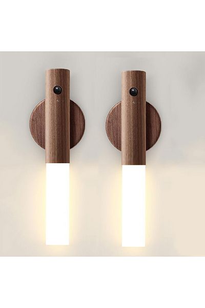 Choice Walnut-2Pcs Night Light Motion Sensor Night Lights Rechargeable Wall Sconces Magnetic Wall Lights Wo