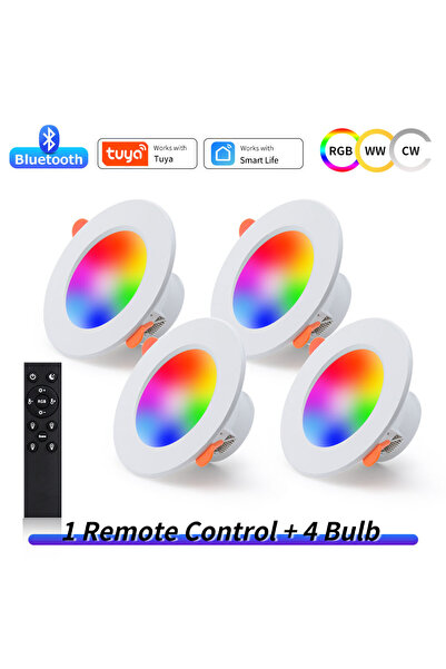 GGBEE 10w 220V Bluetooth 4 lamps 1 remote Smart LED Downlight 10W 220V Tuya Smart Life Bluetooth Can Ceili