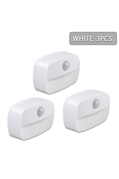Choice 3pcs Cold White Led Night Light With Motion Sensor Cabinet Lamp Wireless Bedside Nightlight Battery