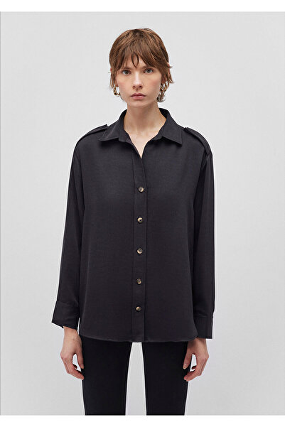 Mavi Lux Touch Tencel TM Siyah Lyocell Gömlek Loose Fit / Bol Rahat Kesim 1210944-900