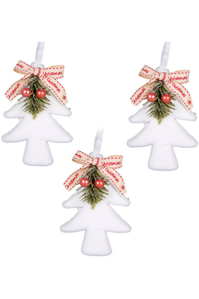 Herdekora Новорічна прикраса Ялинка Фігурка Біла 3-х комплект Біла 9x14 см.