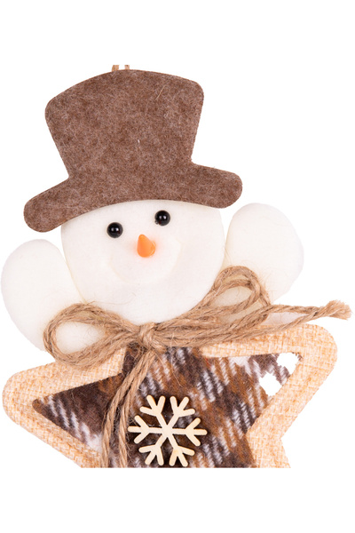 Herdekora Новогодишна украса Снежен човек Звезда Фигура Кафяво-бяла 13x17 cm