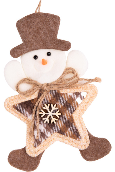 Herdekora Новогодишна украса Снежен човек Звезда Фигура Кафяво-бяла 13x17 cm