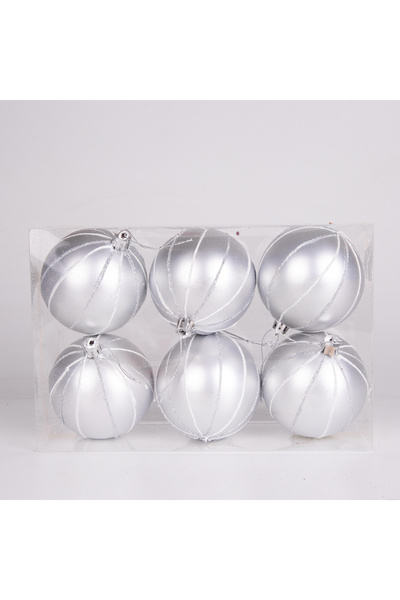 Herdekora New year's tree ornament new year's ball 6-pack silver 8 cm.
