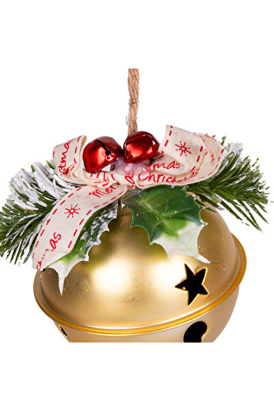Herdekora Χριστουγεννιάτικο Στολίδι Κουδουνιστή Μπάλα - Σετ 3 Χρυσό 8 εκ.