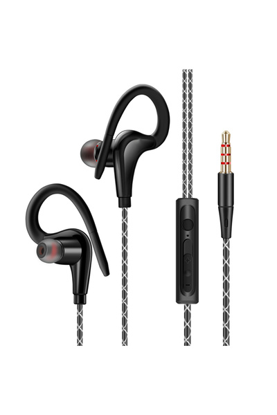 Choice سماعات أذن سلكية سوداء S760 مقاومة للماء داخل الأذن مع خطاف للأذن وسما...