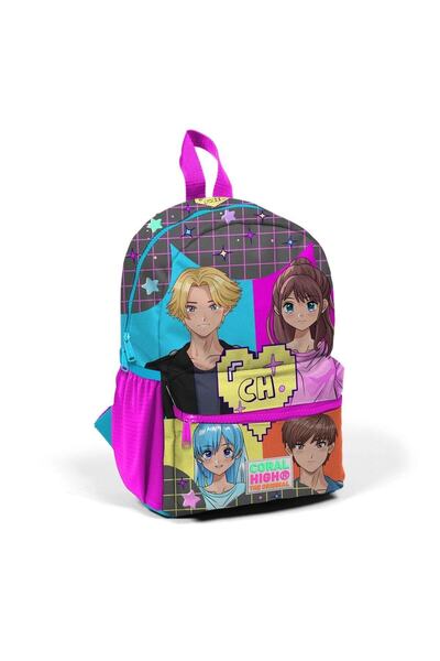 Coral High Minik Yuva Sırt Çantası Gri Mavi Pembe Anime Desenli Iki Bölmeli 2...