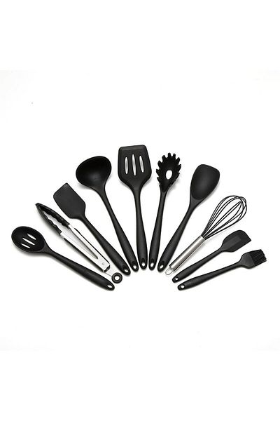 Choice Black 10 Pcs Silicone Cookware Set Kitchen Cooking Tools Baking Tools Tableware Silicone Shovel Spoo