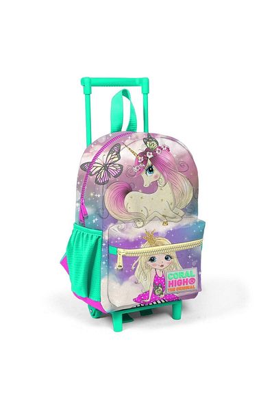 Coral High Little Nest Squeegee Backpack Pink Water Green Unicorn Girl Two Compartments 24033