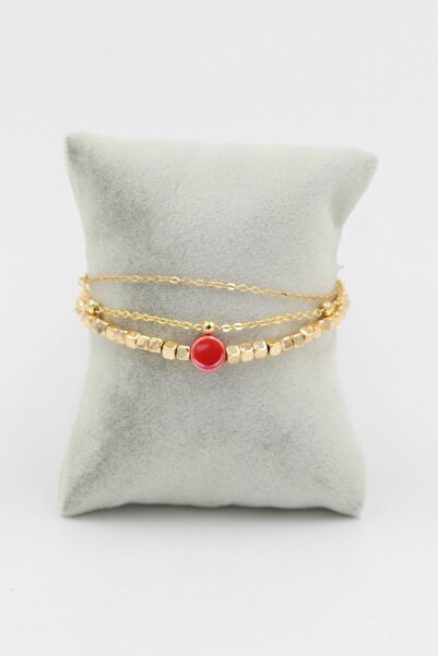 Chantaky 031 502 سوار نسائي أحمر مكون من 3 قطع