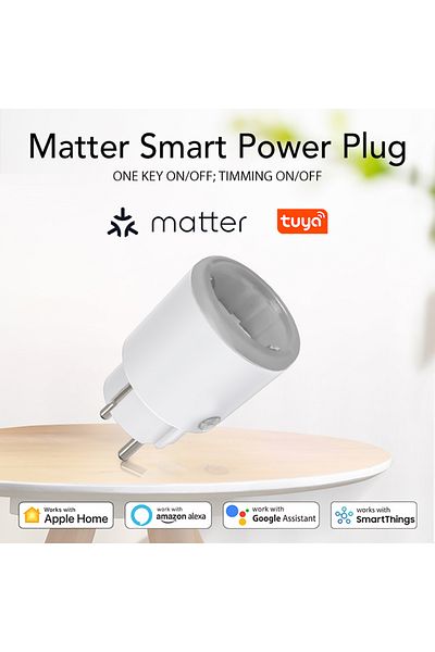 Choice مقبس طاقة ذكي من Matter مزود بخاصية Wifi 16A ومقياس طاقة يعمل بخاصية التحكم عن بعد ومنفذ الاتحاد الأوروبي يعمل مع Tuya Homekit Ech...
