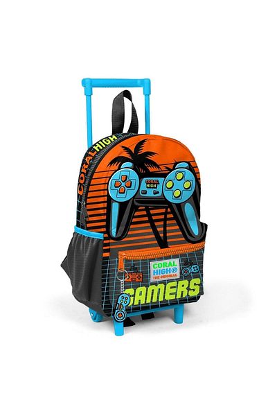 Coral High Little Nest Squeegee Backpack Gray Orange Gamer Patterned Two Compartments 24046