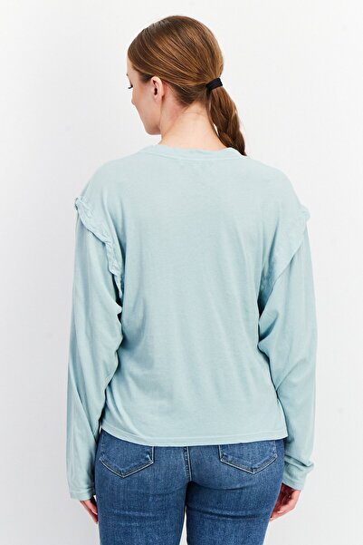 Joie Women Round Neck Long Sleeve Plain T-Shirt, Grey Mist