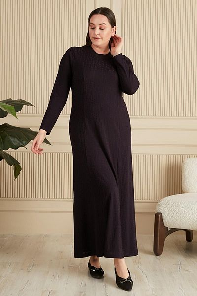 Ferace Rochie pentru Mamă Nergiz Jacquard Hijab Marime Plus pentru Damă