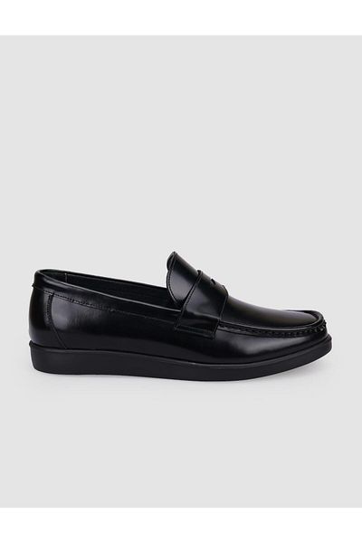 Cabani 100% Genuine Leather Black Opening Men's Casual Shoes