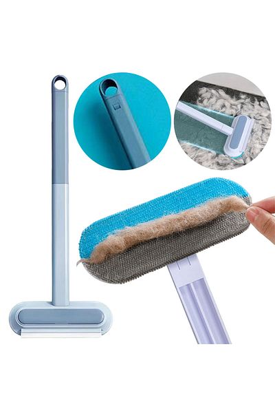 MOJOYCE Pet Hair Remover Brush Dog Hair Cleaner Brush with Squeegee Carpet Bed Hair Cleaning Tool Long Ha...