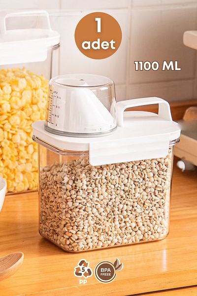 GRİMOR Life 1 Piece Leak Proof Storage Food Pulses Storage Container - Tea Coffee Storage Box 1100 ml