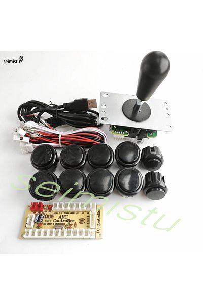 Choice 1 لاعب--عصا تحكم أركيد سوداء نسخة آلة ألعاب SANWA وحدة تحكم أركيد DIY مجموعة أزرار الضغط للكمبيوتر الشخصي R