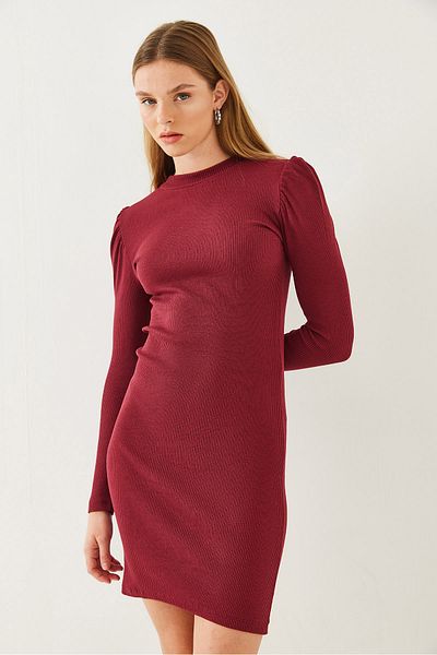 Bianco Lucci Women's Princess Sleeve Ribbed Basic Dress 2435 60351043