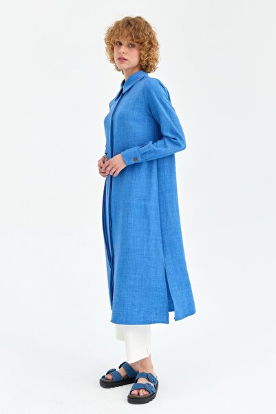 Esswaap Eco Kumaş Rahat Kullanımlı Uzun Kurtarıcı Tunik İndigo