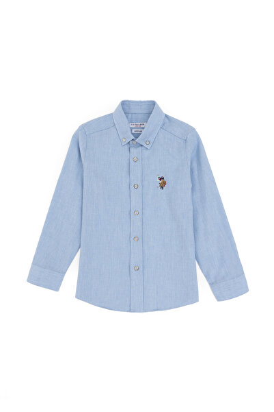 U.S. Polo Assn. قميص أساسي للأولاد بأكمام طويلة باللون الأزرق الفاتح 50295671...