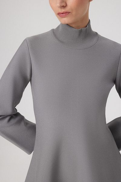 Mısırlı Rochie mini evazată cu gât gri