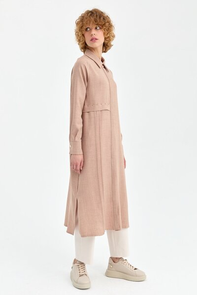 Esswaap Eco Kumaş Rahat Kullanımlı Uzun Kurtarıcı Tunik Camel