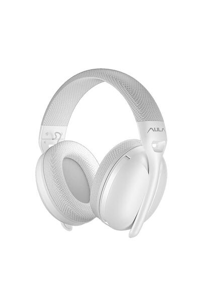 Aula S6 Ultra Hafif Kablosuz Bluetooth Type-c Mikrofonlu Gaming Oyuncu Kulaklığı Beyaz