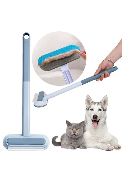 MOJOYCE Pet Hair Remover Brush Dog Hair Cleaner Brush with Squeegee Carpet Bed Hair Cleaning Tool Long Ha...