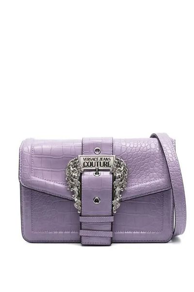 Versace Lilac Shoulder Bag with Silver Colored Buckle - Leather Thick Chain Strap 75Va4Bf1Zs578-320