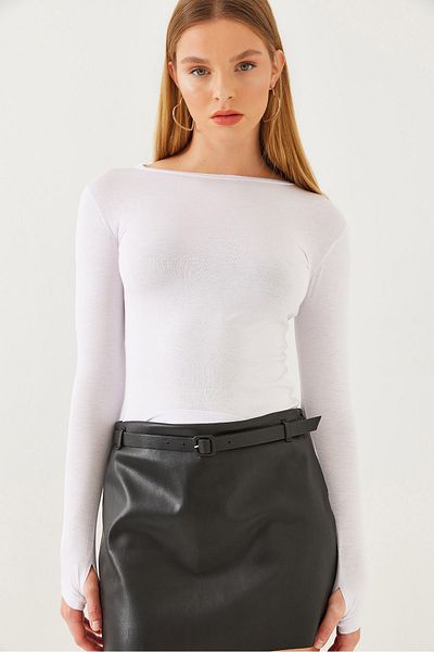 Bianco Lucci Dámská blůza z lycry na člunu 0172 60351048