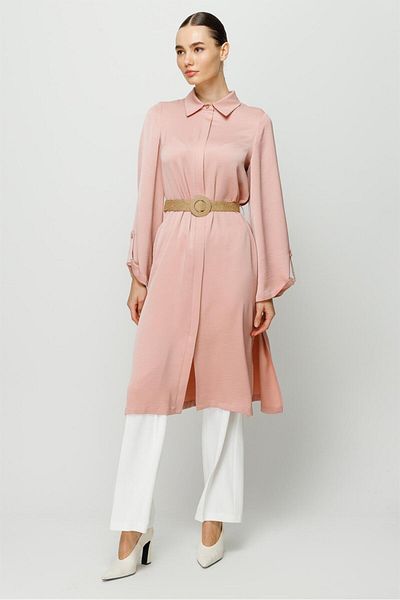 Esswaap Zipper Closure Wicker Belted Rescue Tunic Powder