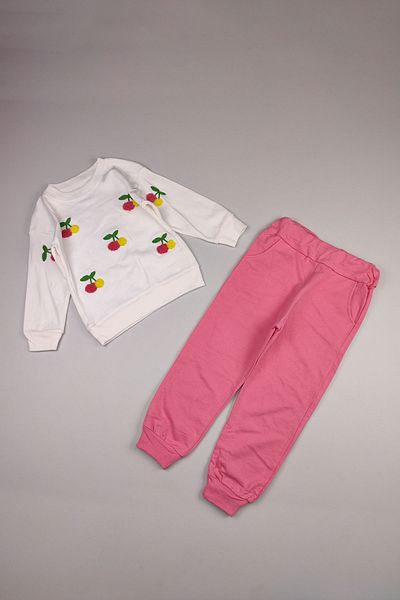 Peki Add 5 Pieces Pay 4 Pieces - Cotton Cherry Girl's Setting Pants Set with Pockets 14951