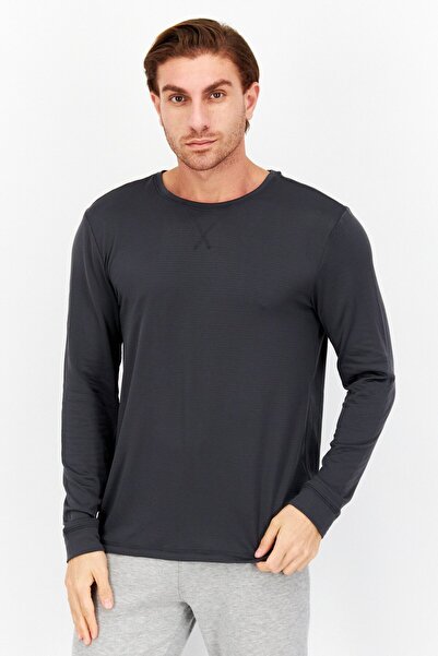 Rainforest Men Sportswear Fit Long Sleeve Textured Outdoor T-Shirt, Dark Grey